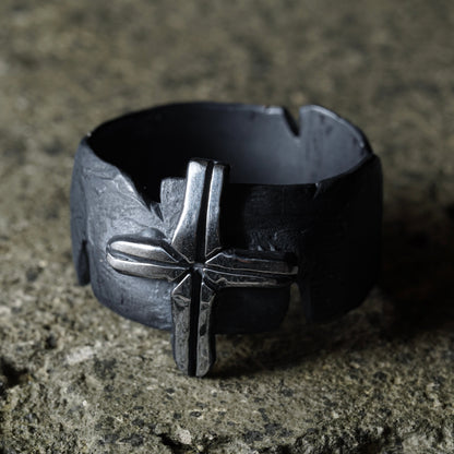 B Cross Ring - 925 Sterling Silver