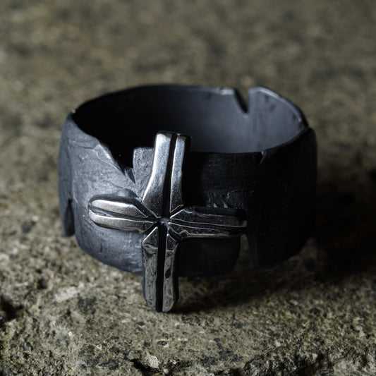 B Cross Ring - 925 Sterling Silver