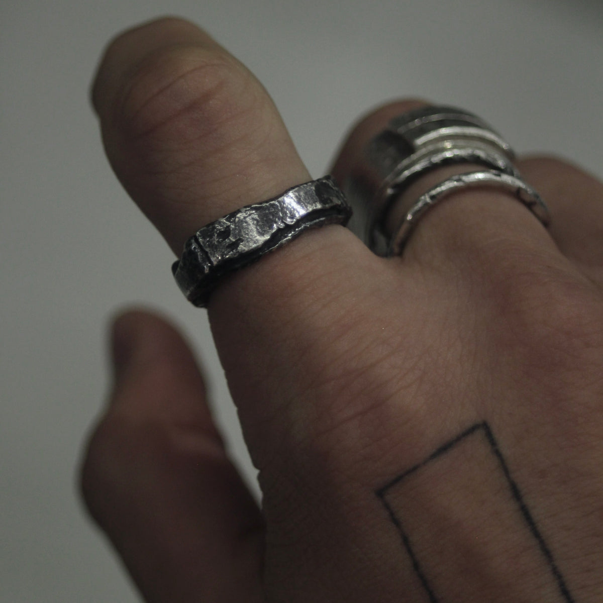Crack Pipe Ring/Bent - 925 Sterling Silver