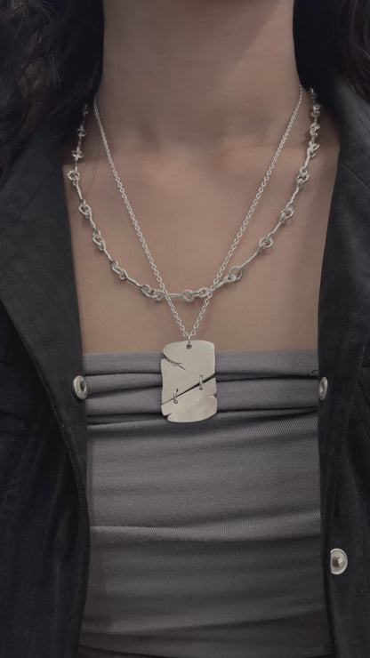 Crack Flame Necklace - 925 Sterling Silver