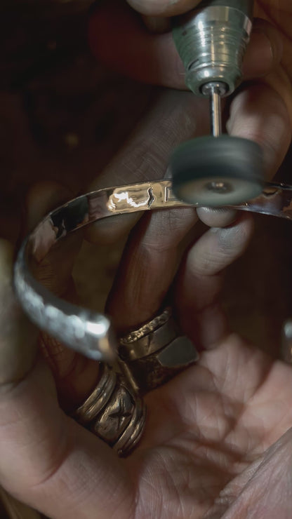 Crack Monolith Bangle - 925 Sterling Silver