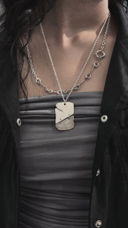 Crack Flame Necklace / Five Parts - 925 Sterling Silver
