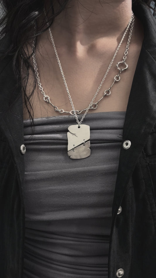 Crack Flame Necklace / Five Parts - 925 Sterling Silver