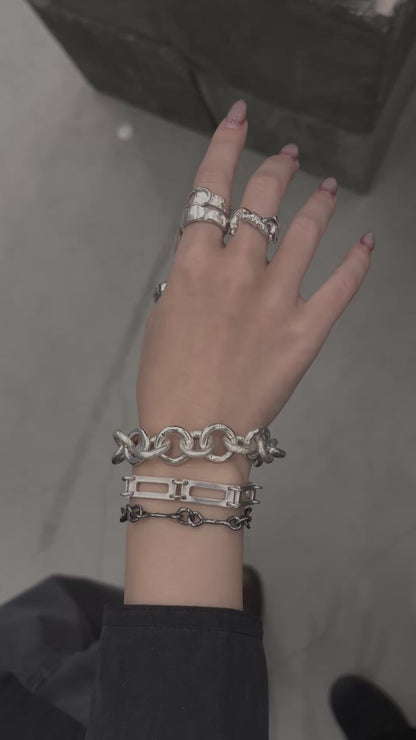 Erosion Bracelet / Large - 925 Sterling Silver