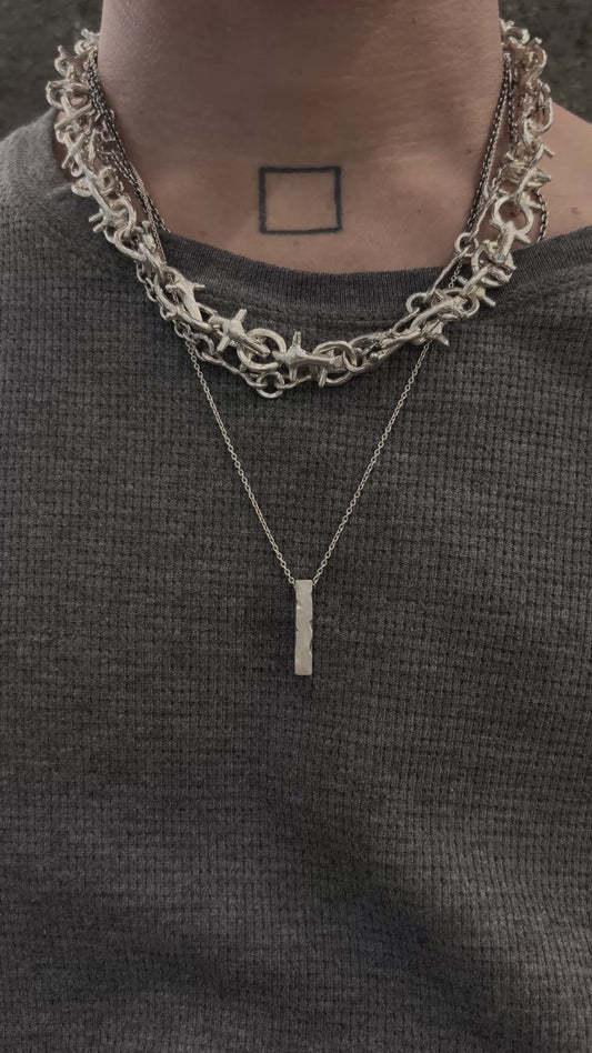 Crack Pillar Necklace  - 925 Sterling Silver